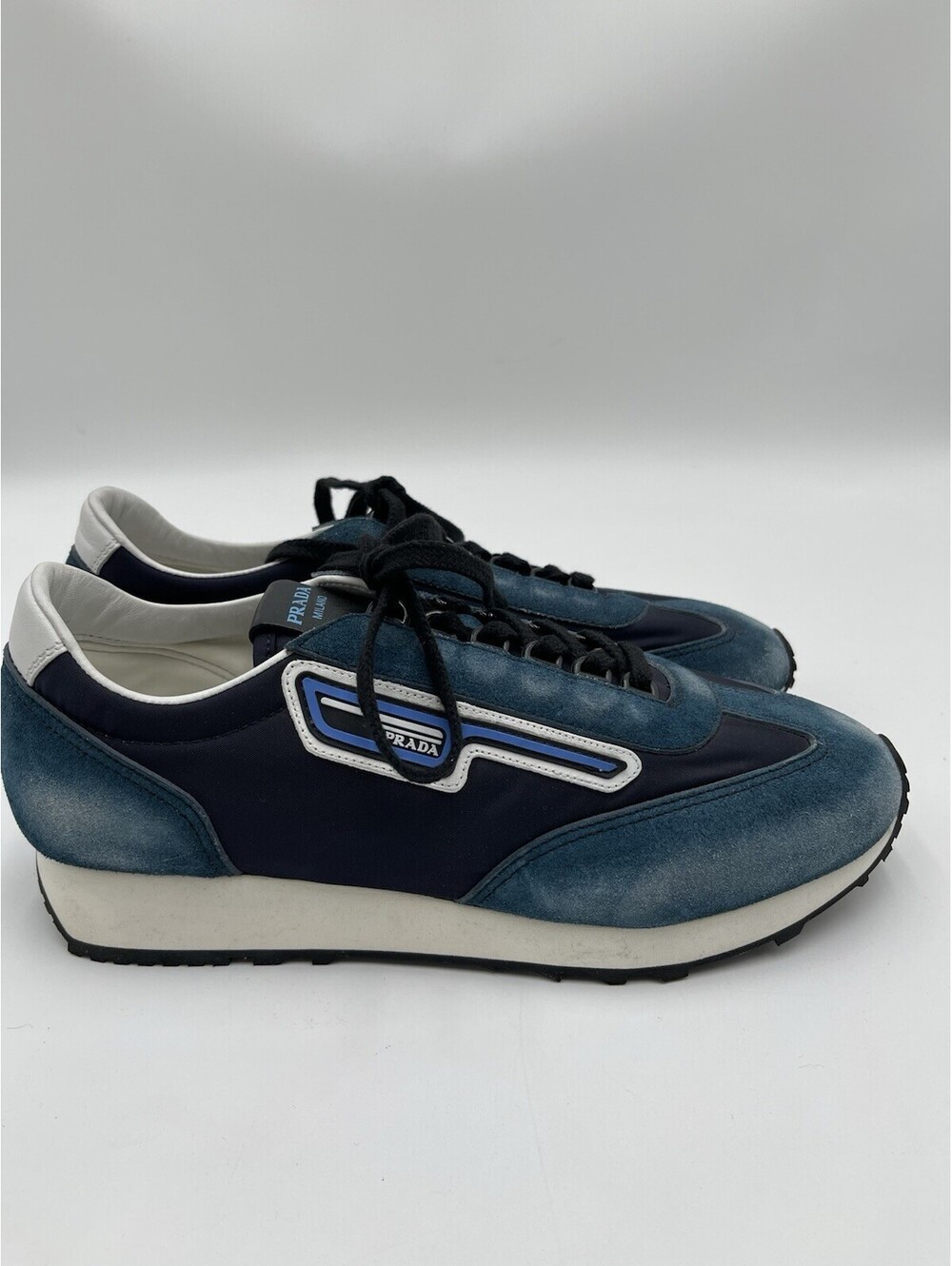Men’s Prada Milano 70 low-top Lace Up sneakers in blue suede Size 6.5UK